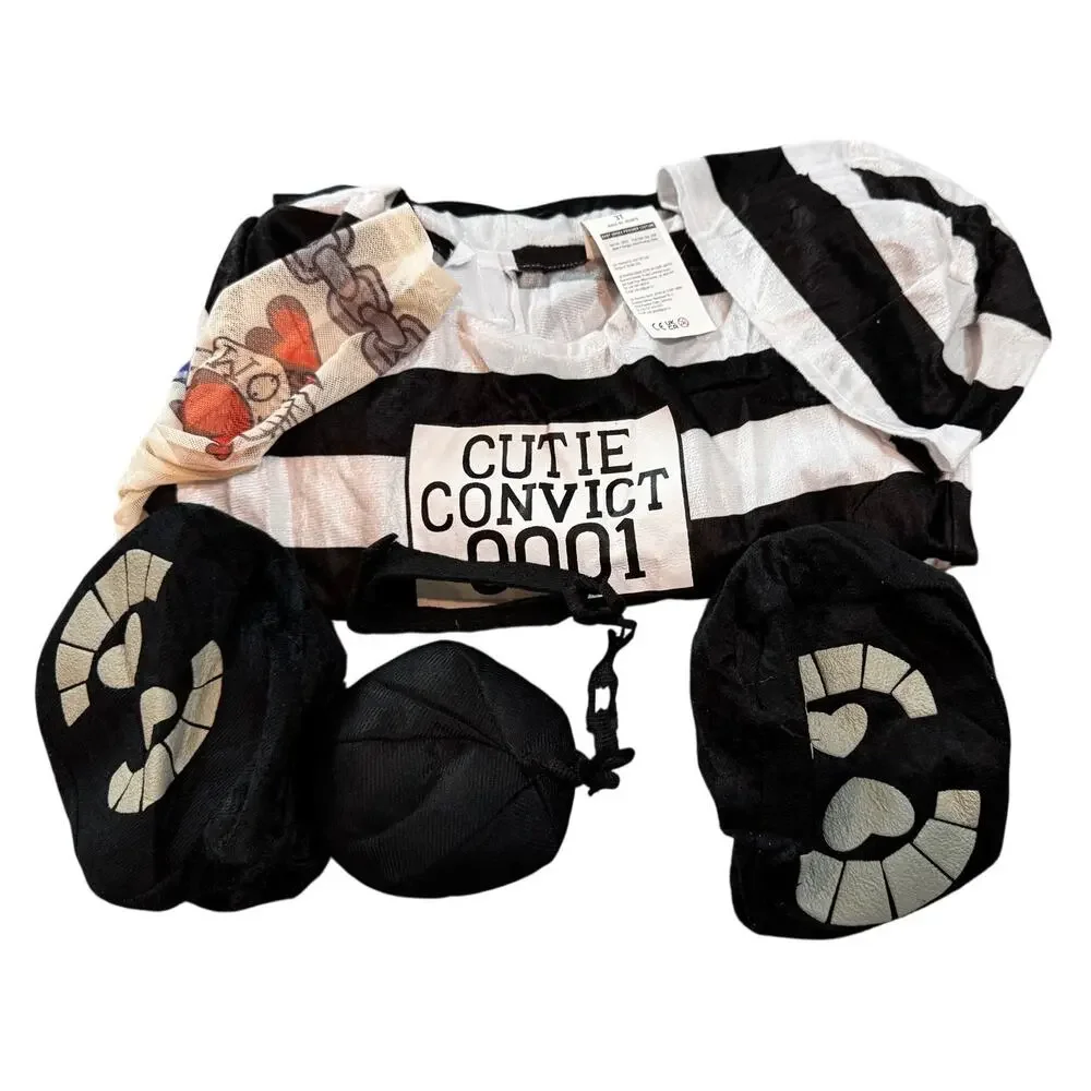 New Spooktacular Creations Toddler Prisoner Costume 3T Cutie Convict Halloween